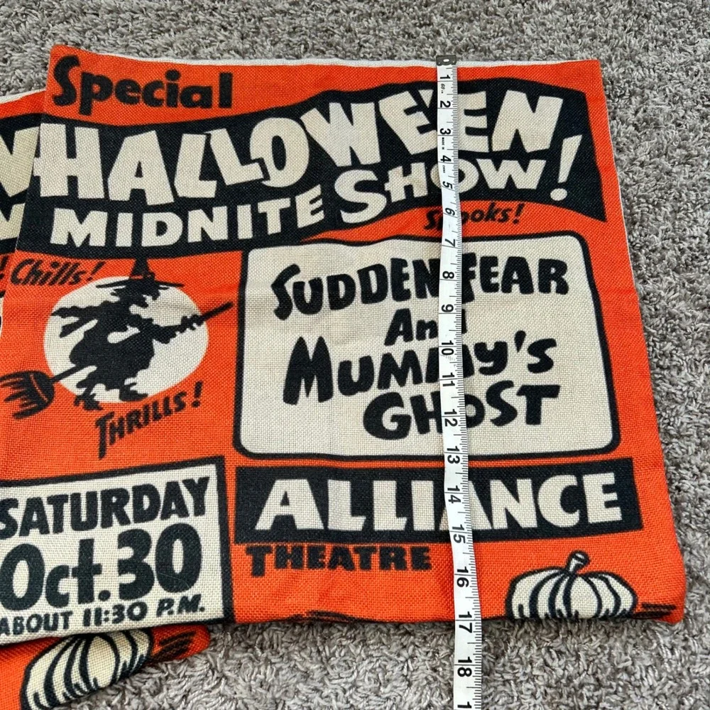 Halloween Show Pillow Covers‎ Orange Black Witch Mummy Ghost Spooky Set